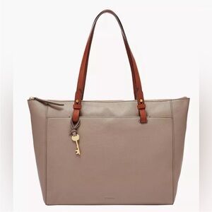 Fossil Women's Taupe and Tan Leather Tote